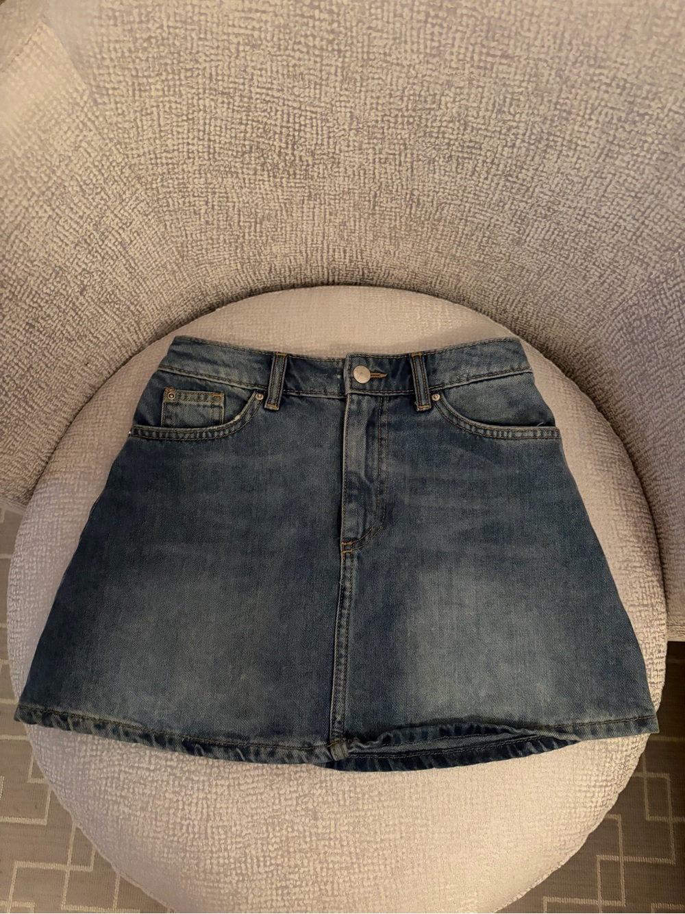 H&M Dark Blue Denim A-Line Mini Skirt